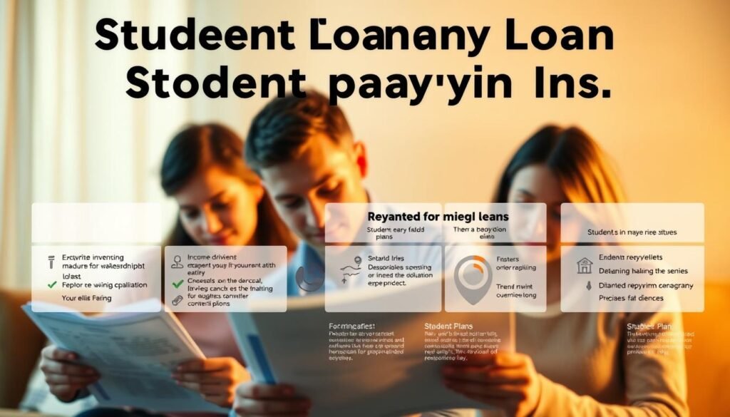A detailed illustration of various student loan repayment plans, showcased against a softly blurred background. In the foreground, a trio of individuals, each with a distinct expression, studying the documents and paperwork related to their repayment options. Warm lighting highlights the contemplative mood, while the composition emphasizes the complexity and personalized nature of navigating student debt relief. The middle ground features an array of infographic-style visuals, outlining the key features and differences between income-driven, standard, and extended repayment plans. A subtle gradient in the background suggests the financial landscape, creating a sense of depth and context. The overall scene conveys the thoughtful, deliberative process of exploring alternatives to student loan forbearance. A detailed illustration of various student loan repayment plans, showcased against a softly blurred background. In the foreground, a trio of individuals, each with a distinct expression, studying the documents and paperwork related to their repayment options. Warm lighting highlights the contemplative mood, while the composition emphasizes the complexity and personalized nature of navigating student debt relief. The middle ground features an array of infographic-style visuals, outlining the key features and differences between income-driven, standard, and extended repayment plans. A subtle gradient in the background suggests the financial landscape, creating a sense of depth and context. The overall scene conveys the thoughtful, deliberative process of exploring alternatives to student loan forbearance.